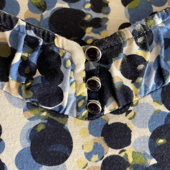 Liz & Company Women's 3/4 Sleeve 3 Button Geometric Collar Blouse Size XL Blue - Picture 3 of 7